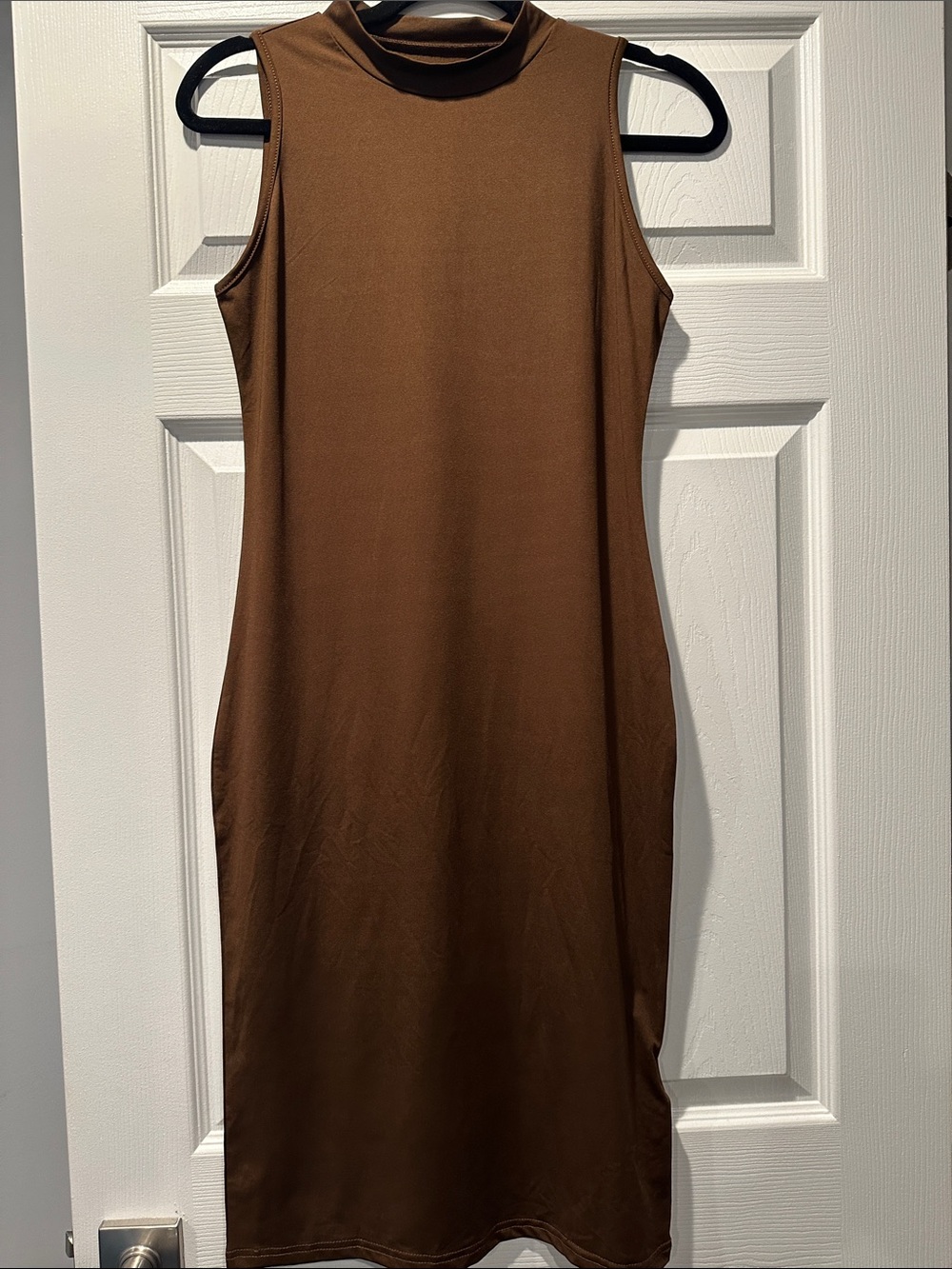SHEIN Brown Sleeveless Mock Neck Midi Dress